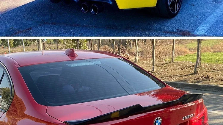 Sensefull Carbon Fiber Rear Bumper Lip Trunk Wing MP M4 PSM Style Roof Spoiler Kit For BMW 3 Series F30 F31 F35 2012-2019 Gloss Black