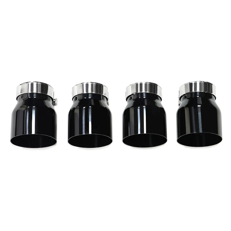 4 Pcs 70mm Inlet Exhaust Tips Original Pipe Only Direct Plug Tailpipes (Silver/Black/Matte)
