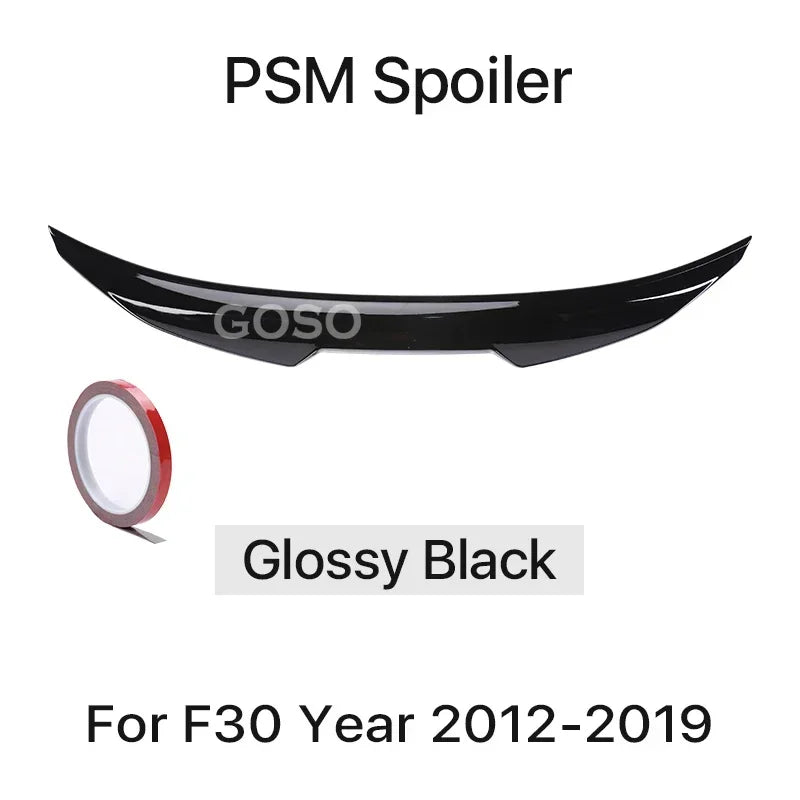Sensefull Carbon Fiber Rear Bumper Lip Trunk Wing MP M4 PSM Style Roof Spoiler Kit For BMW 3 Series F30 F31 F35 2012-2019 Gloss Black
