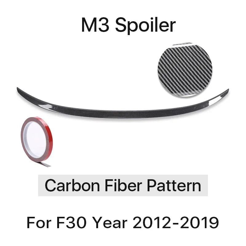 Sensefull Carbon Fiber Rear Bumper Lip Trunk Wing MP M4 PSM Style Roof Spoiler Kit For BMW 3 Series F30 F31 F35 2012-2019 Gloss Black