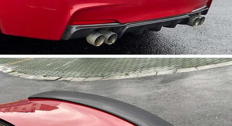 Sensefull Carbon Fiber Rear Bumper Lip Trunk Wing MP M4 PSM Style Roof Spoiler Kit For BMW 3 Series F30 F31 F35 2012-2019 Gloss Black