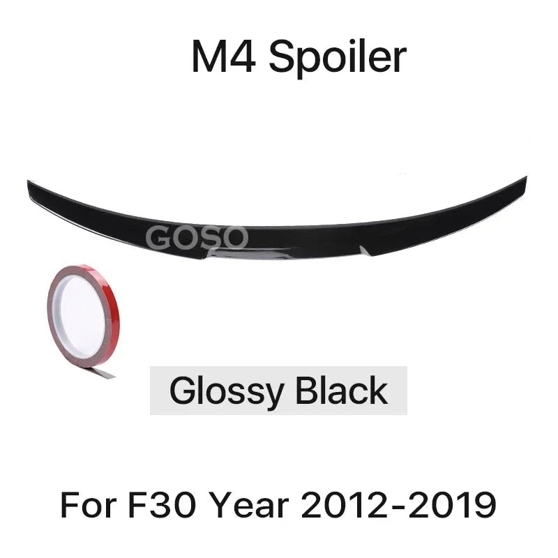 Sensefull Carbon Fiber Rear Bumper Lip Trunk Wing MP M4 PSM Style Roof Spoiler Kit For BMW 3 Series F30 F31 F35 2012-2019 Gloss Black