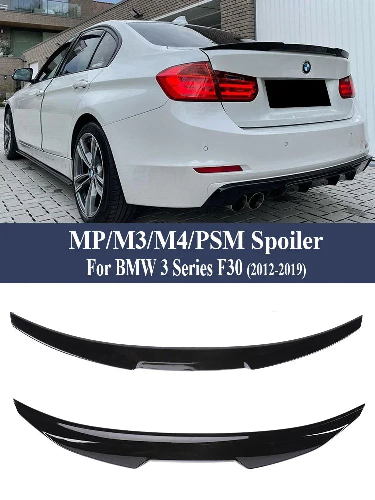 Sensefull Carbon Fiber Rear Bumper Lip Trunk Wing MP M4 PSM Style Roof Spoiler Kit For BMW 3 Series F30 F31 F35 2012-2019 Gloss Black