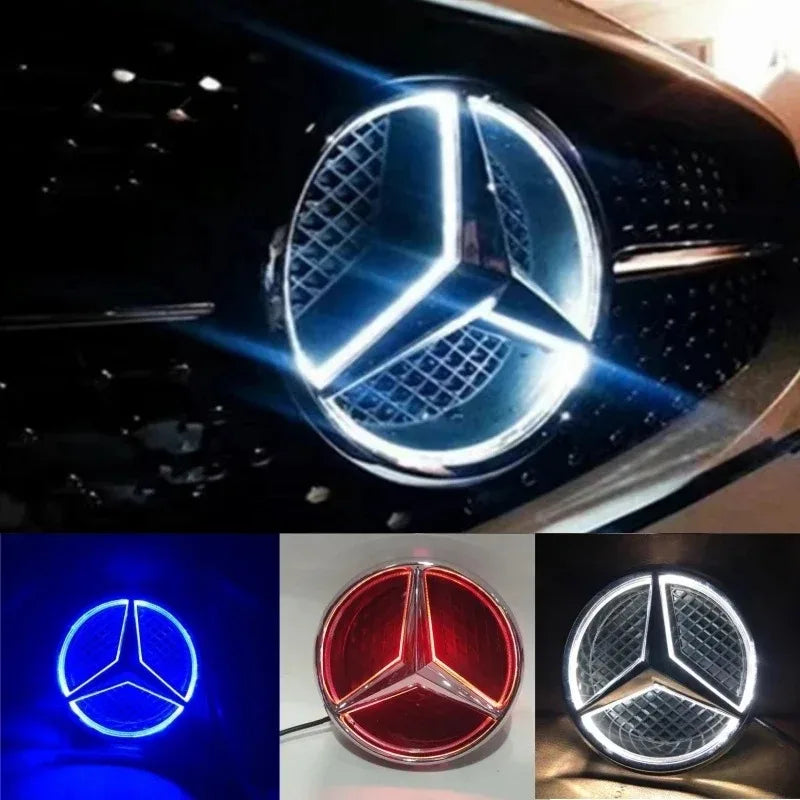 White Blue Red Light Car Front Grilled Star Emblem LED Illuminated Logo for Mercedes Benz W205 C E R ML GL GLA CLA CLS 2013-2016