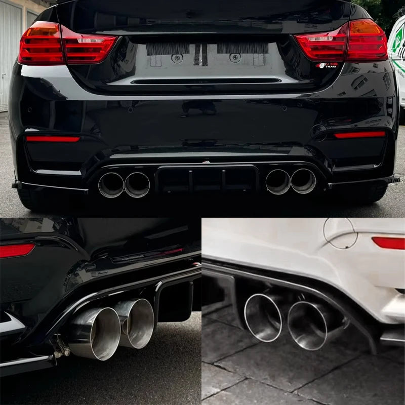 4 Pcs 70mm Inlet Exhaust Tips Original Pipe Only Direct Plug Tailpipes (Silver/Black/Matte)