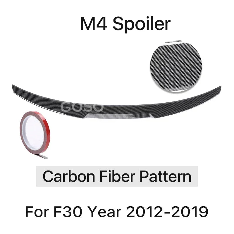 Sensefull Carbon Fiber Rear Bumper Lip Trunk Wing MP M4 PSM Style Roof Spoiler Kit For BMW 3 Series F30 F31 F35 2012-2019 Gloss Black