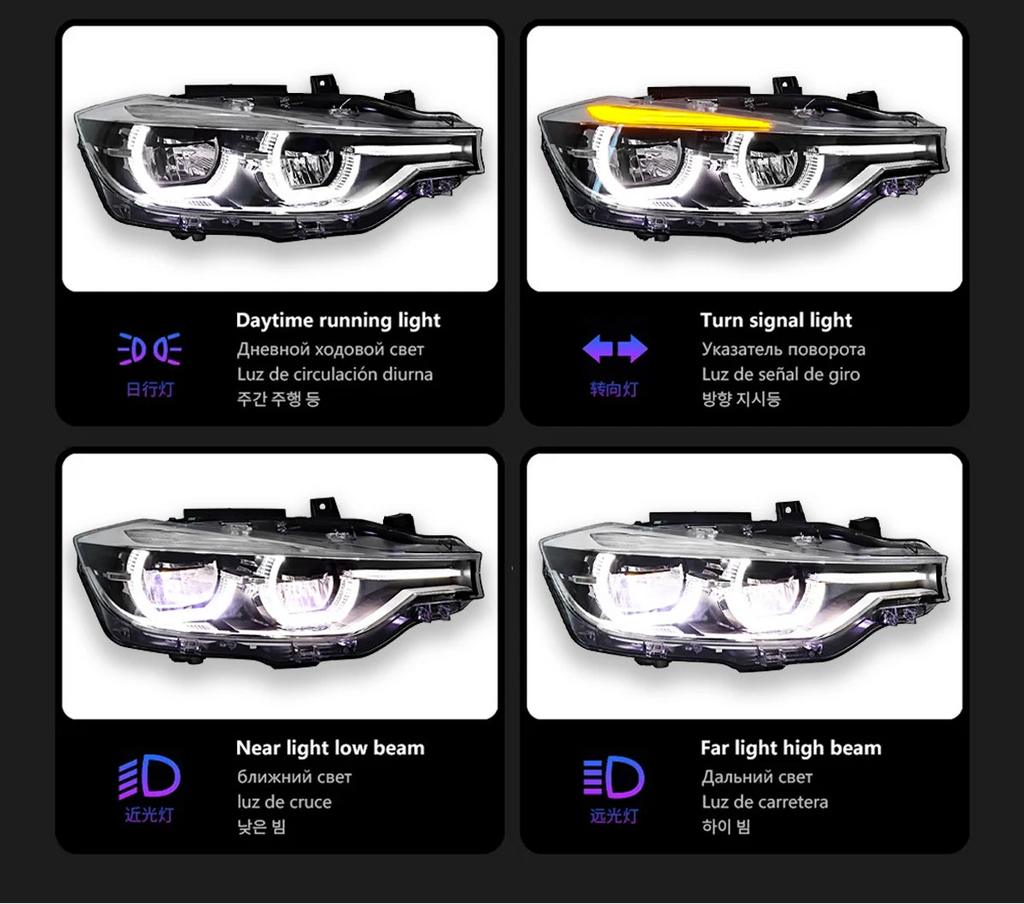 Car Lights For BMW 3 Series F30 Headlight 2012-2019 LED Projetor head Lamp Daytime Running Light Automotive Accessories