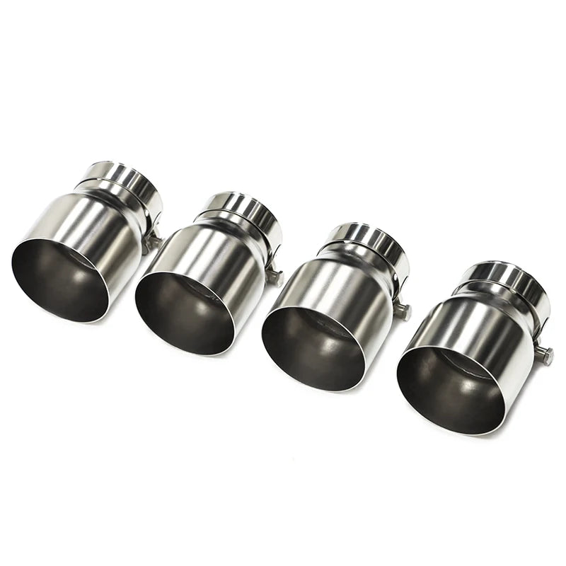 4 Pcs 70mm Inlet Exhaust Tips Original Pipe Only Direct Plug Tailpipes (Silver/Black/Matte)