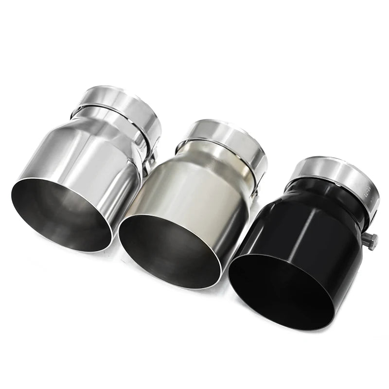 4 Pcs 70mm Inlet Exhaust Tips Original Pipe Only Direct Plug Tailpipes (Silver/Black/Matte)