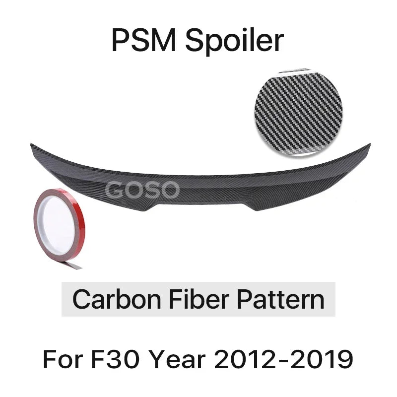 Sensefull Carbon Fiber Rear Bumper Lip Trunk Wing MP M4 PSM Style Roof Spoiler Kit For BMW 3 Series F30 F31 F35 2012-2019 Gloss Black
