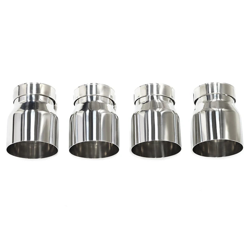 4 Pcs 70mm Inlet Exhaust Tips Original Pipe Only Direct Plug Tailpipes (Silver/Black/Matte)