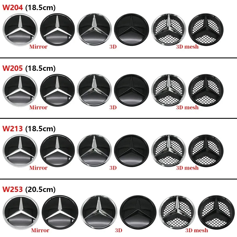 Chrome Black Silver 3D Star Badge Front Grille Emblem Logo