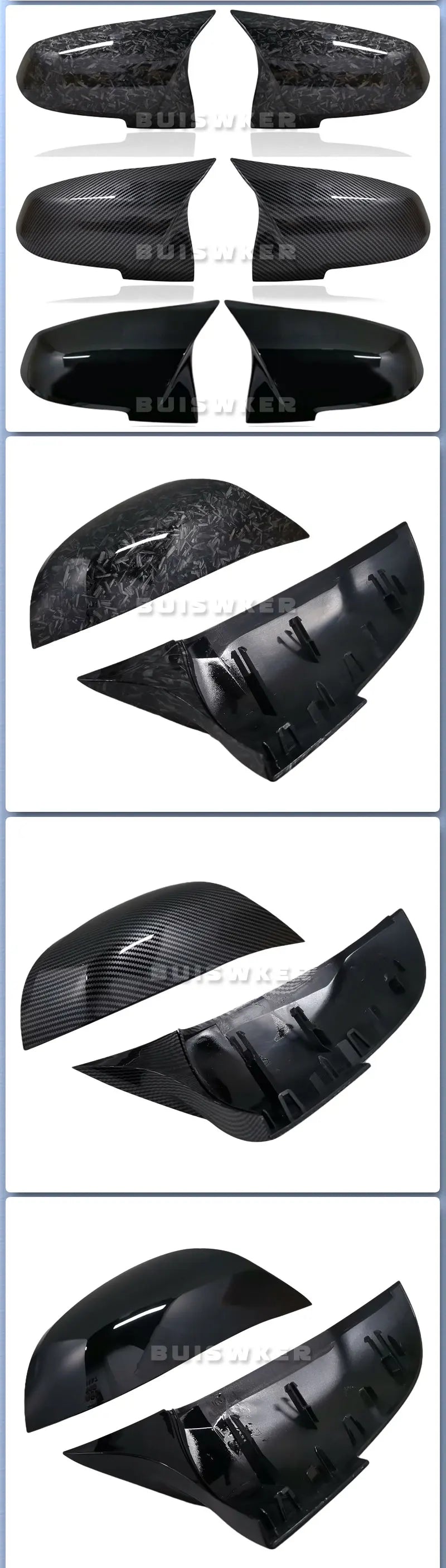 Carbon Black Mirror Cover Caps for BMW 1/2/3/4 Series (F20/F30/F32)