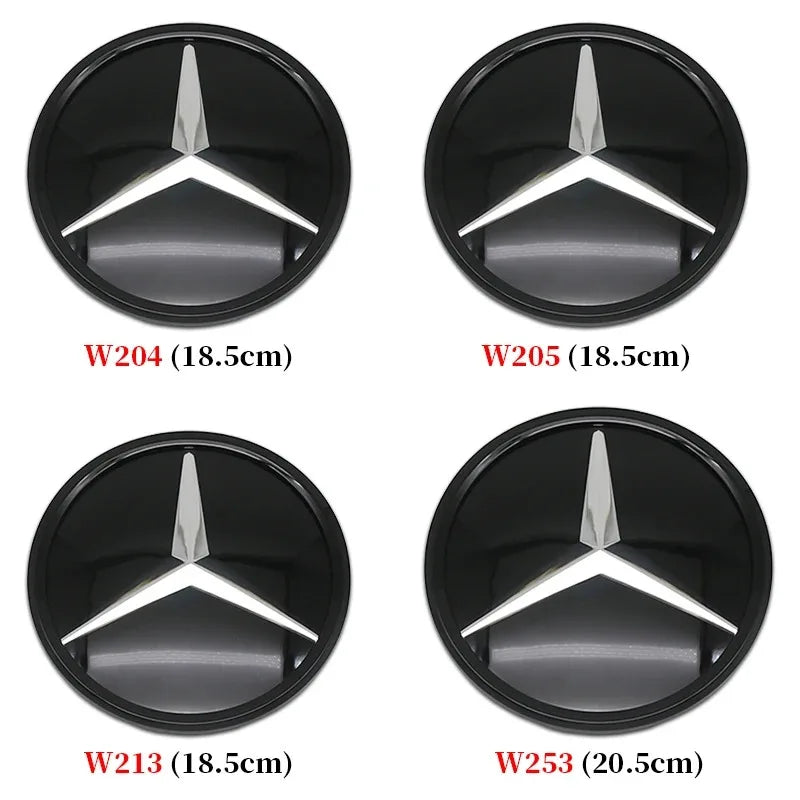 Chrome Black Silver 3D Star Badge Front Grille Emblem Logo