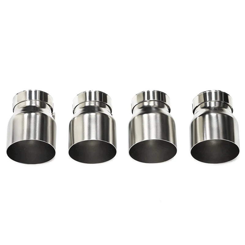 4 Pcs 70mm Inlet Exhaust Tips Original Pipe Only Direct Plug Tailpipes (Silver/Black/Matte)