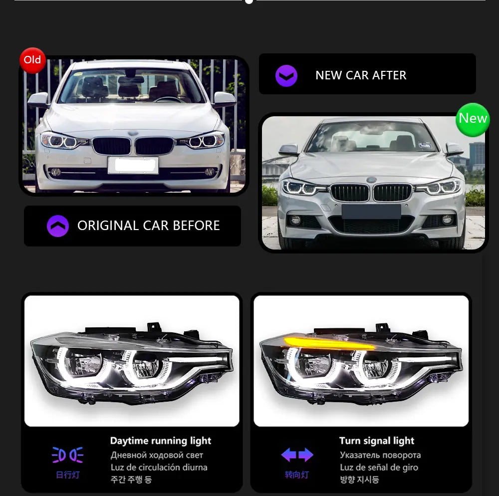Car Lights For BMW 3 Series F30 Headlight 2012-2019 LED Projetor head Lamp Daytime Running Light Automotive Accessories